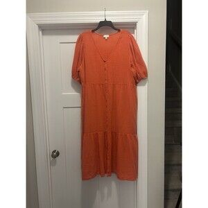 Women's Wonderly Coral Gauze Cotton Maxi Dress Size 3x Modest Casual Pockets